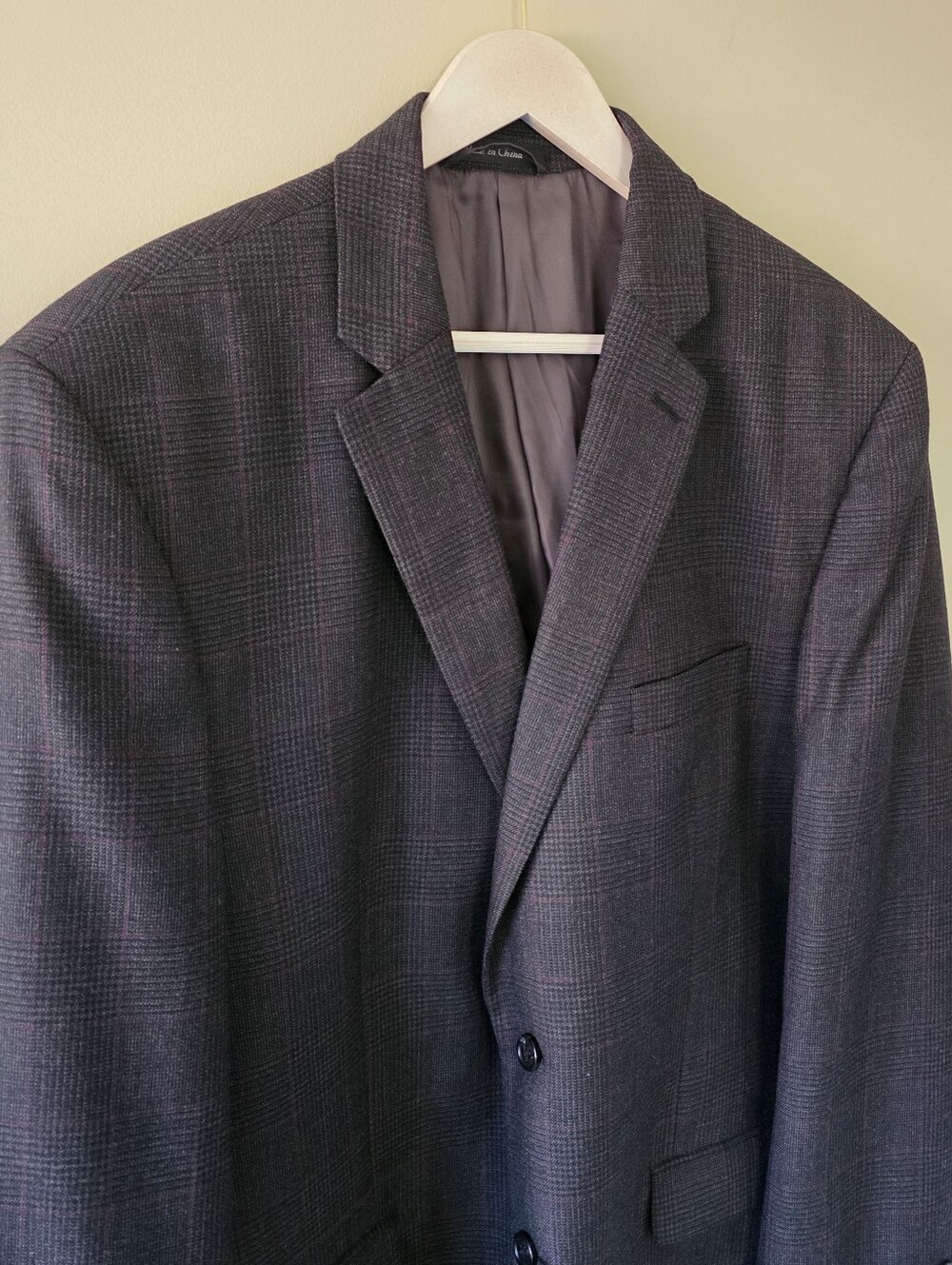 NWOT Lauren Ralph Lauren 46R Charcoal Burgundy Glen Plaid Wool Blazer Old Money